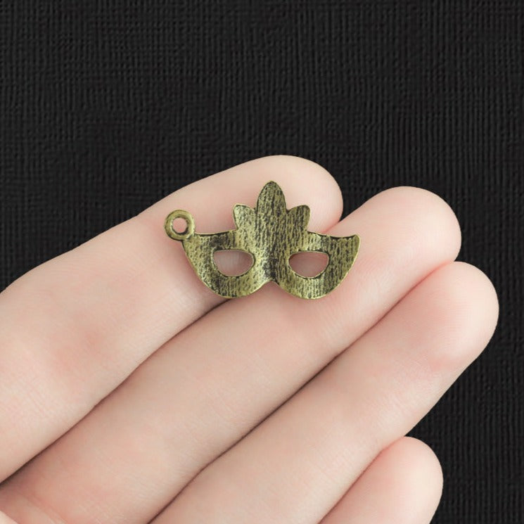 6 Mask Antique Bronze Tone Charms - BC301