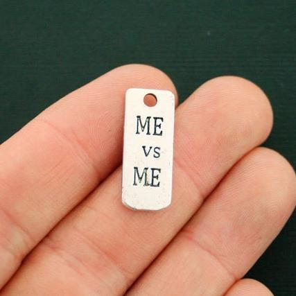 6 Me vs Me Antique Silver Tone Charms 2 faces - SC6768