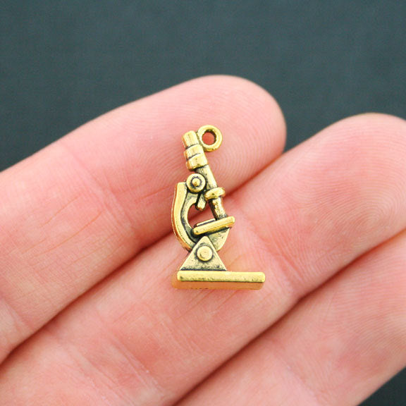 6 Microscope Antique Gold Tone Charms 3D - GC616