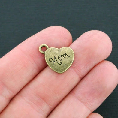 6 Mom Antique Bronze Tone Charms 2 Sided - BC1349
