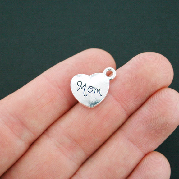 6 Mom Antique Silver Tone Charms 2 Sided - SC4692