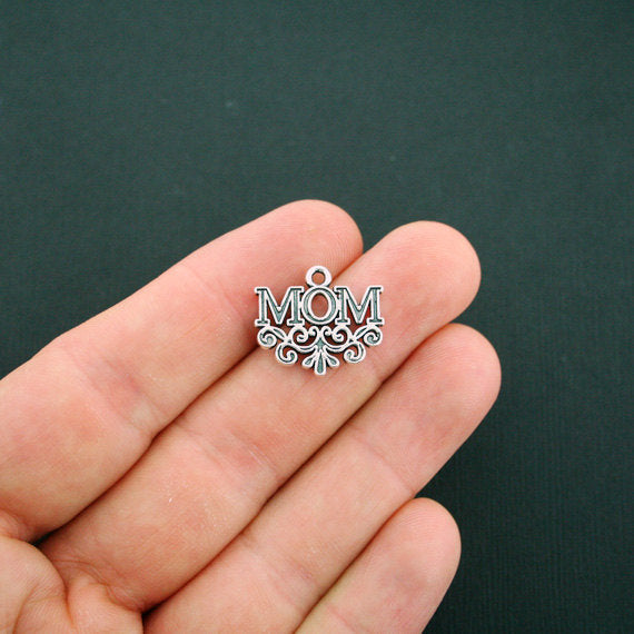 6 breloques de ton argent antique maman - SC5756