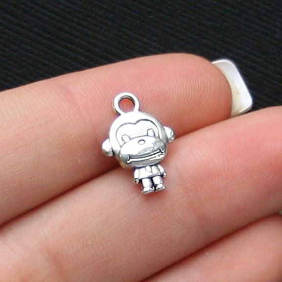 6 Monkey Antique Silver Tone Charms 2 Sided - SC1853