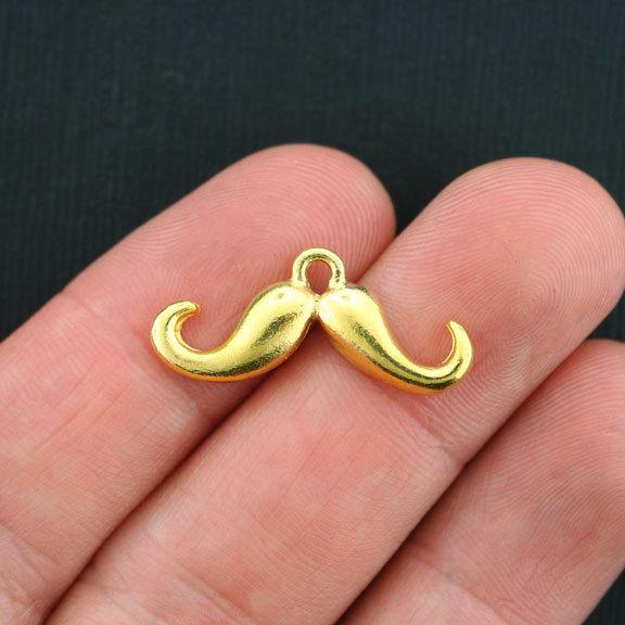 6 Mustache Antique Gold Tone Charms - GC359