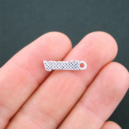 6 Navy Antique Silver Tone Charms - SC2570