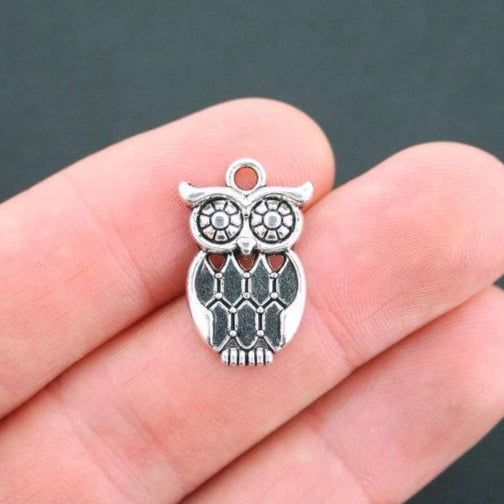 6 Owl Antique Silver Tone Charms - SC2133