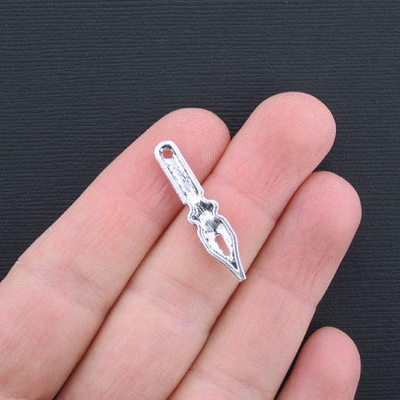 6 Pen Nib Antique Silver Tone Charms - SC2301