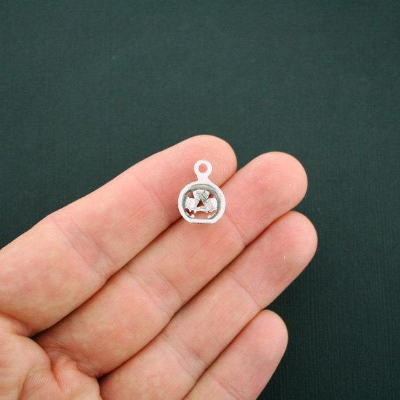 6 Pumpkin Antique Silver Tone Charms - SC2818