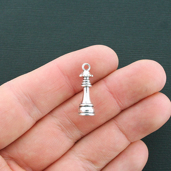 6 pièces d'échecs Queen Antique Silver Tone Charms 3D - SC4501