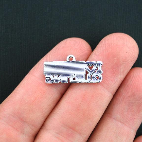 6 Quilting Antique Silver Tone Charms - SC3736