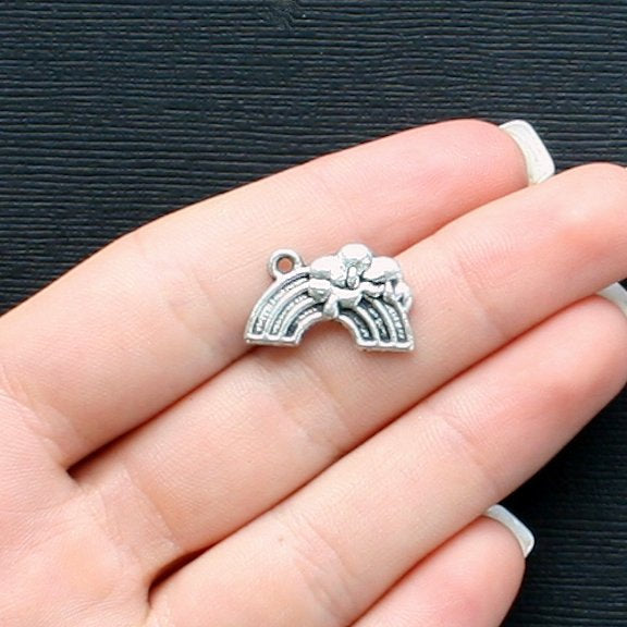 6 Rainbow Antique Silver Tone Charms - SC409