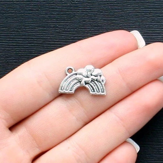 6 Rainbow Antique Silver Tone Charms - SC409