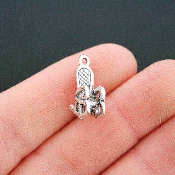 6 Rocking Chair Antique Silver Tone Charms 3D - SC5428