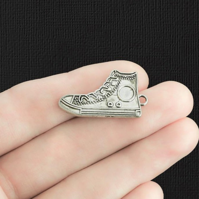 6 chaussures de course à breloques argentées antiques 2 faces - SC4115