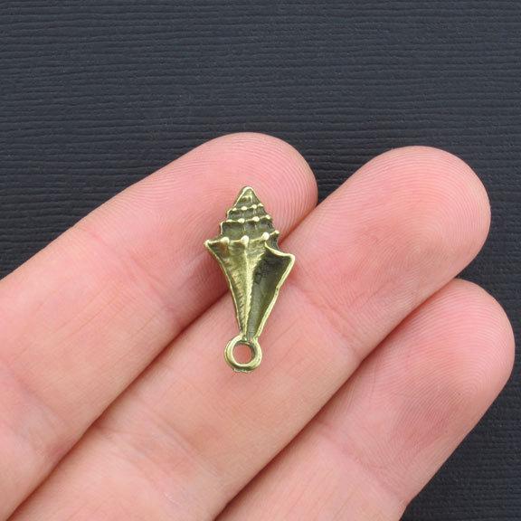6 breloques coquillage ton bronze antique 3D - BC931