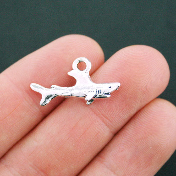6 Shark Antique Silver Tone Charms 3D - SC5230