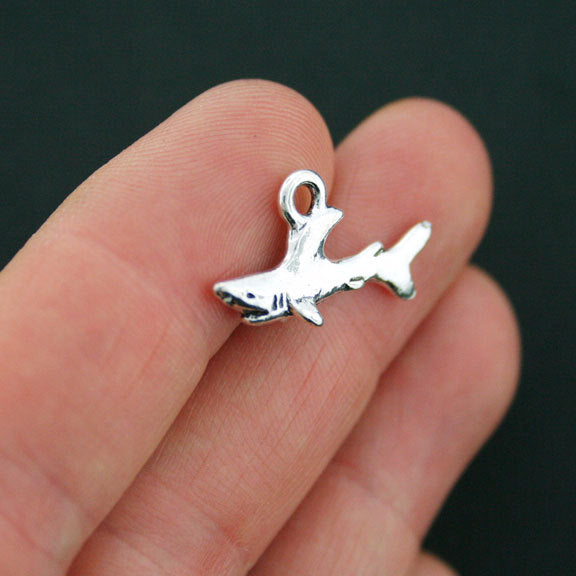 6 Shark Antique Silver Tone Charms 3D - SC5230