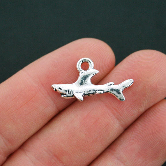 6 Shark Antique Silver Tone Charms 3D - SC5230