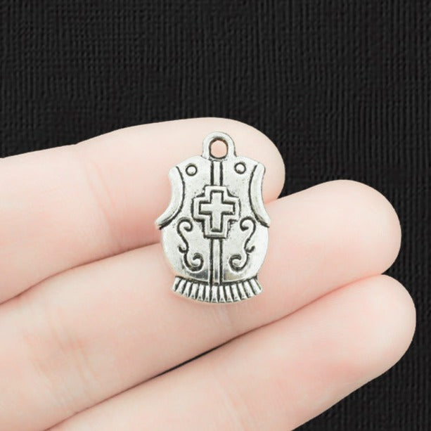 6 breloques argentées antiques de bouclier - SC671