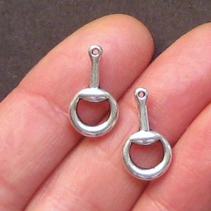 6 Snaffle Bit Antique Silver Tone Charms 2 Sided - SC1400