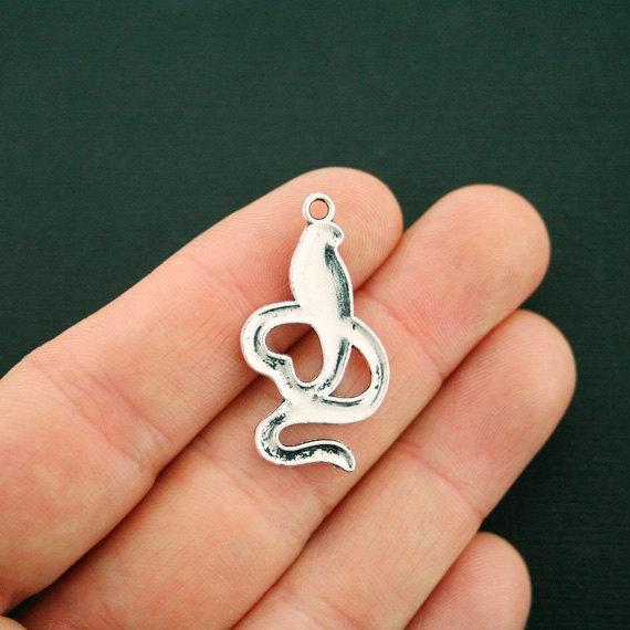 6 Snake Antique Silver Tone Charms - SC6783