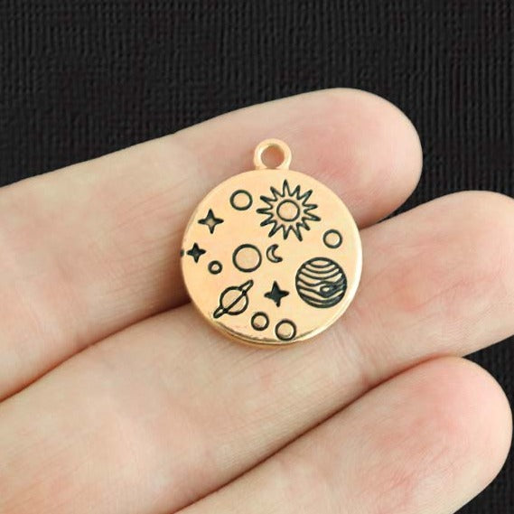 6 Solar System Gold Tone Charms - GC697