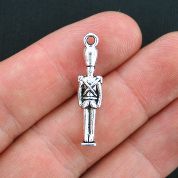 6 Soldier Antique Silver Tone Charms 2 Sided - SC3810