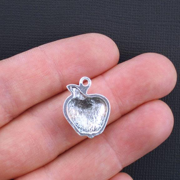 6 breloques spéciales ton argent Apple Teacher - SC3329