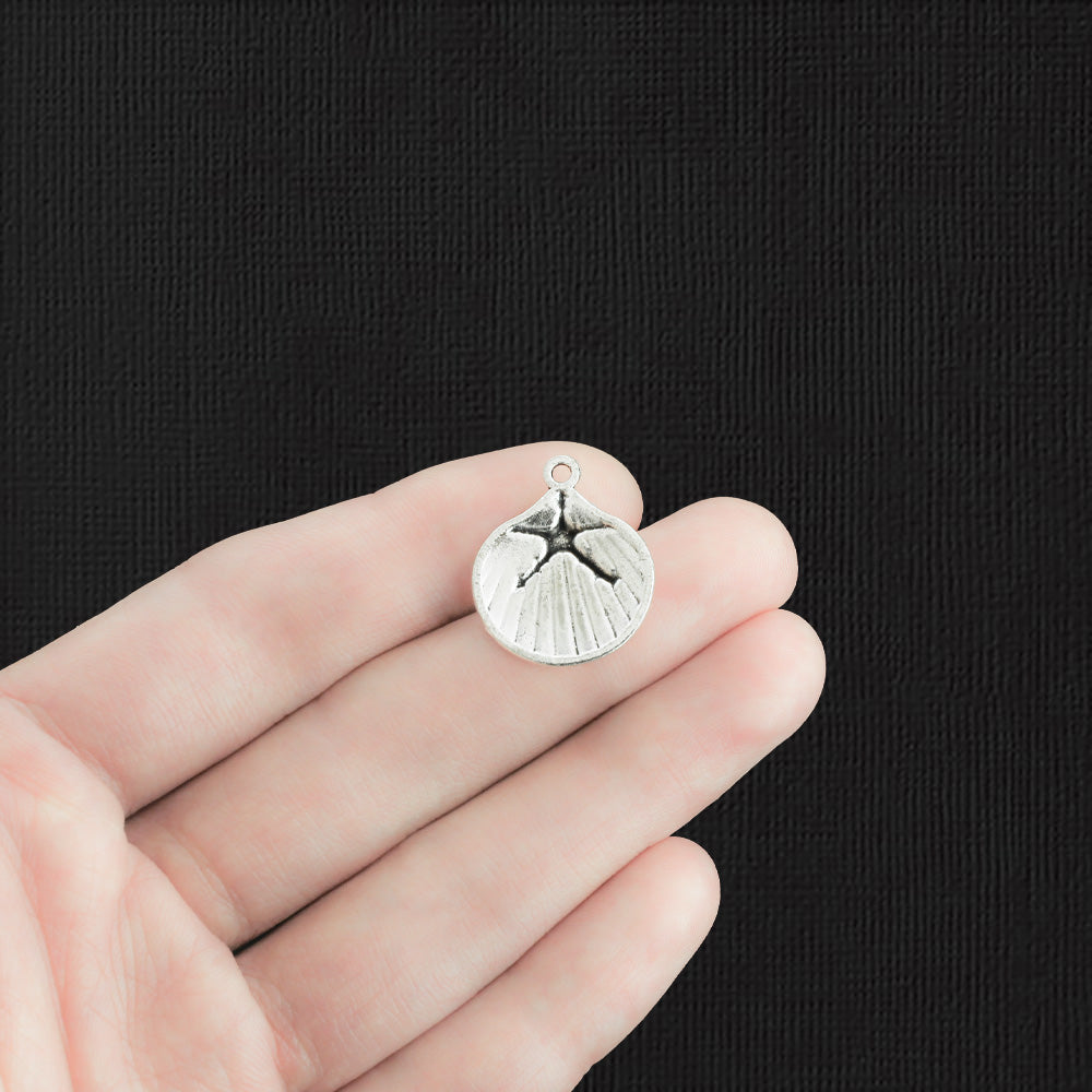 6 Starfish Antique Silver Tone Charms - SC1345