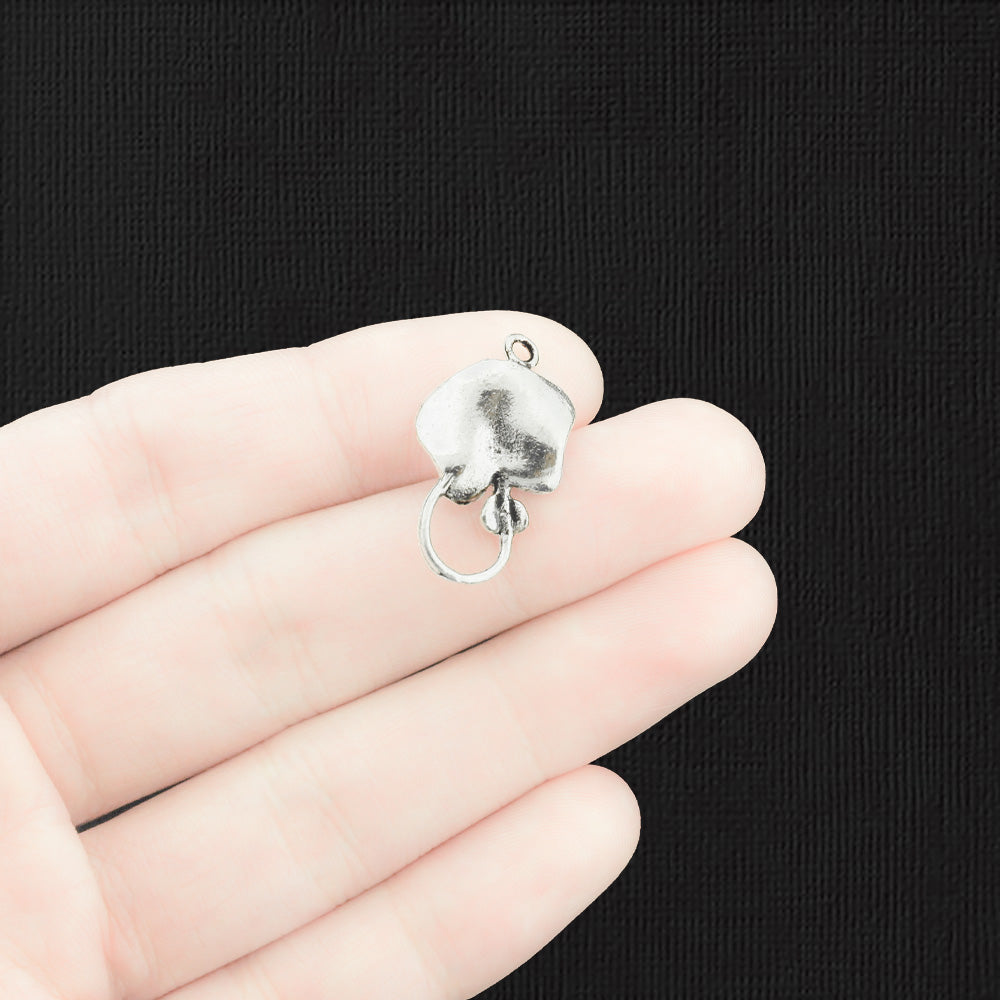 6 Stingray Antique Silver Tone Charms - SC1321