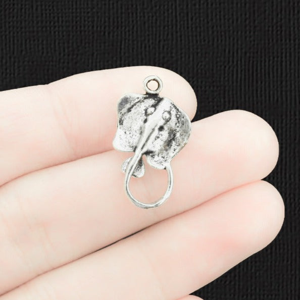 6 Stingray Antique Silver Tone Charms - SC1321