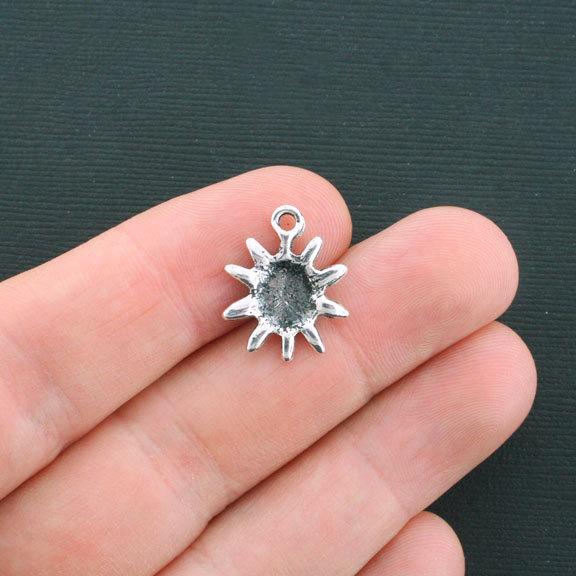 6 Sun Antique Silver Tone Charms - SC952