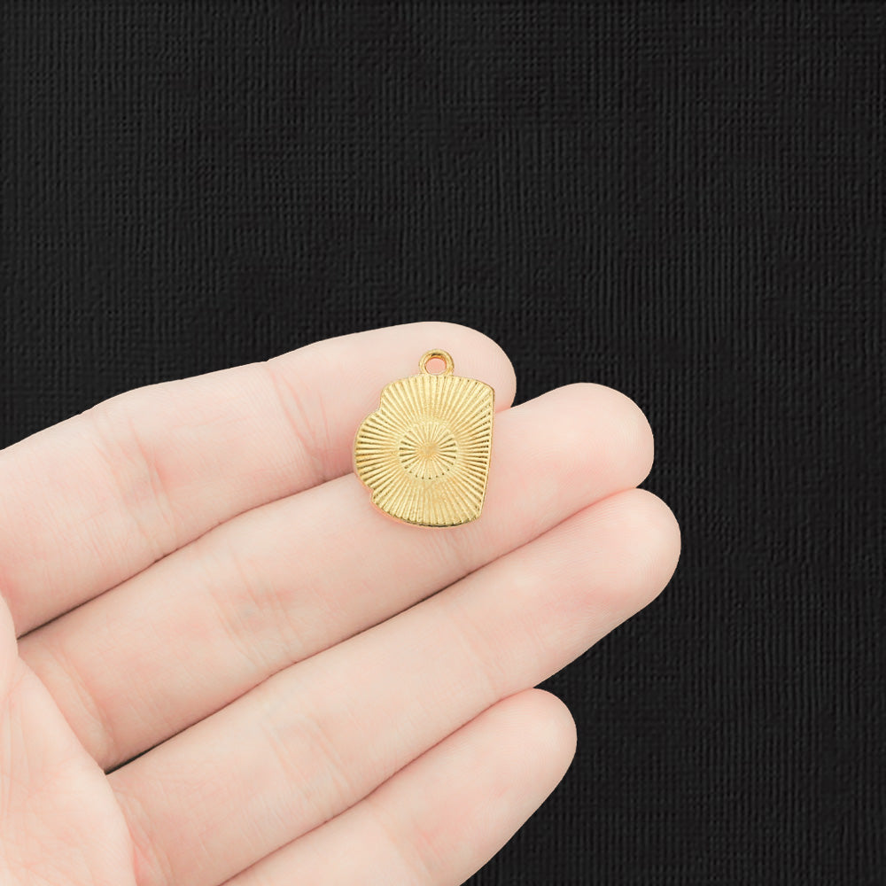 6 Tea Gold Tone Enamel Charms - A Cup of Tea Solves Everything - E645