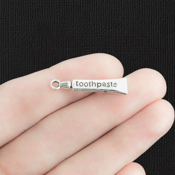 6 breloques de ton argent antique dentifrice 3D - SC534