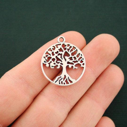 6 breloques de ton argent antique arbre de vie 2 faces - SC3170