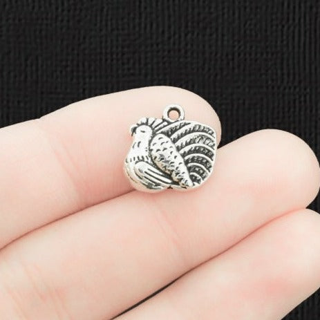 6 Turkey Antique Silver Tone Charms - SC2773