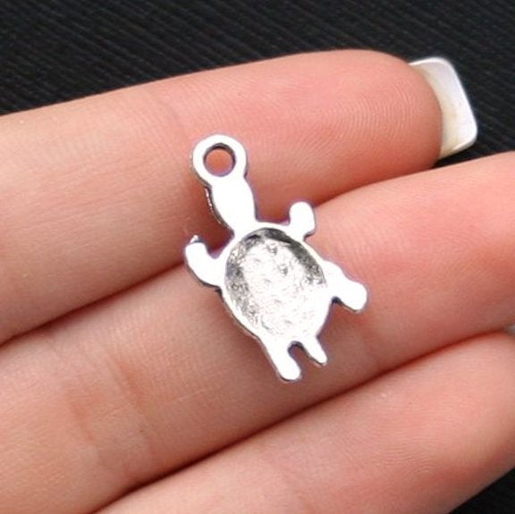 6 Turtle Antique Silver Tone Charms - SC1020