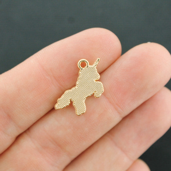 6 Unicorn Gold Tone Enamel Charms - E024