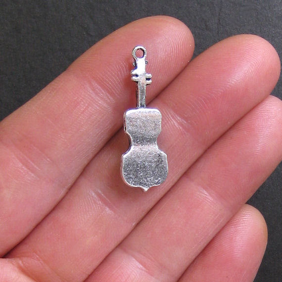 6 Violin Antique Silver Tone Charms - SC563