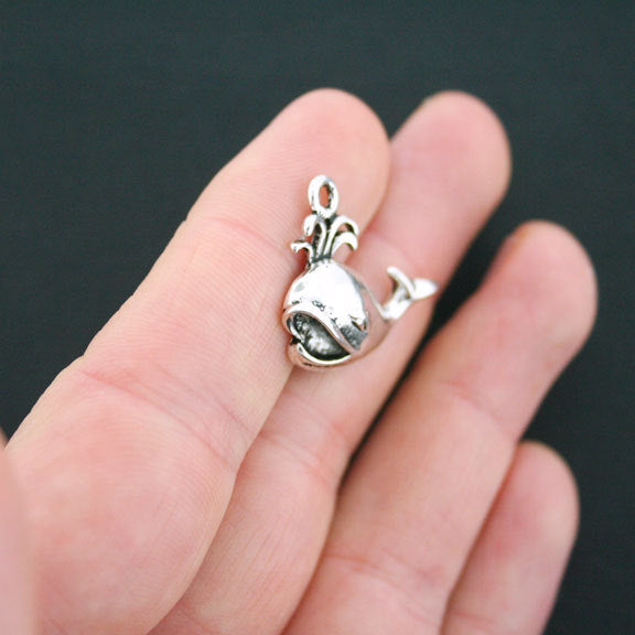 6 Whale Antique Silver Tone Charms - SC481
