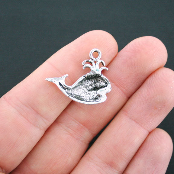 6 Whale Antique Silver Tone Charms - SC481