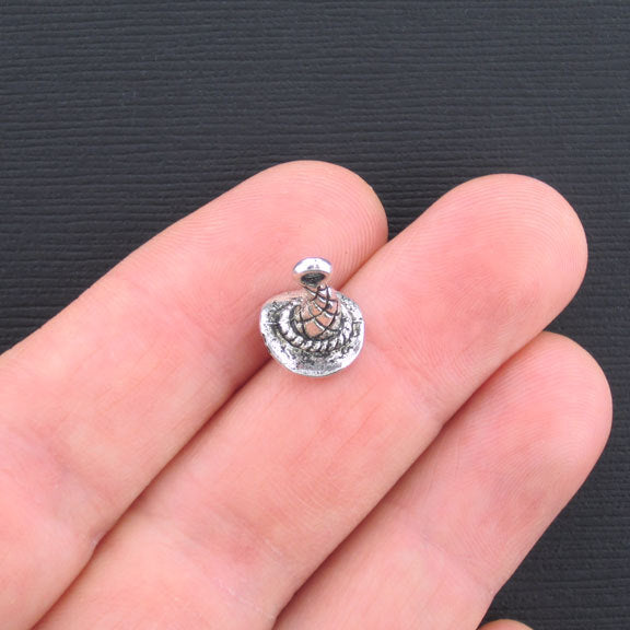 6 Wizard Hat Antique Silver Tone Charms 3D - SC1372