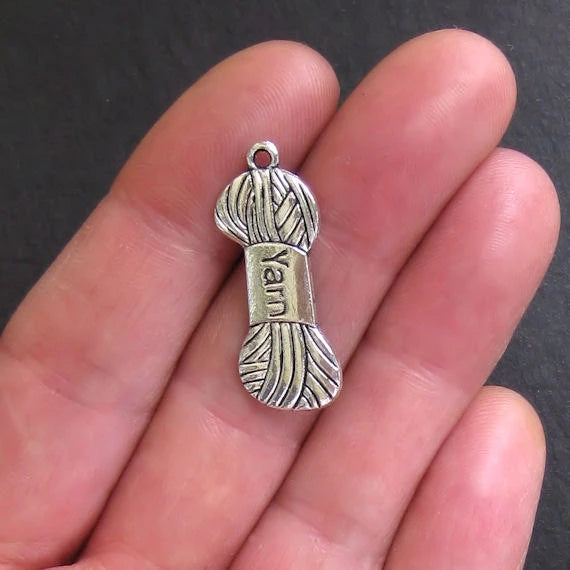 6 Yarn Antique Silver Tone Charms - SC591