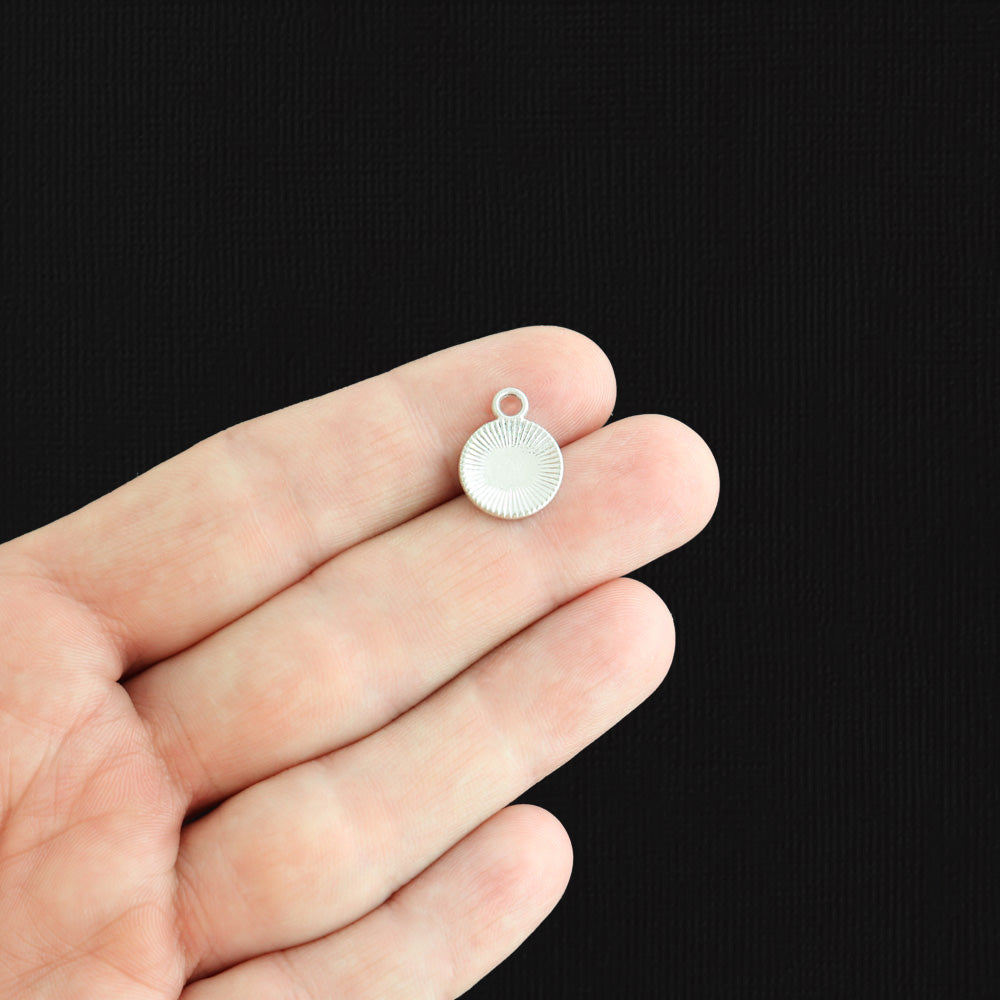 6 Yin Yang Silver Tone Enamel Charms - E286