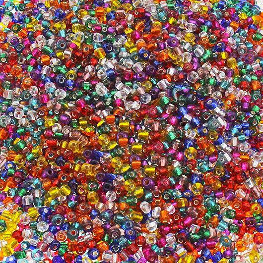 Seed Glass Beads 3mm x 3.5mm - Assorted Silverlined Rainbow Colors - 2 oz 41g 600 Beads - BD138