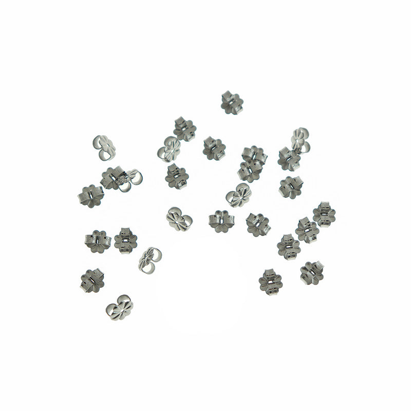 Stainless Steel Earrings Backs - 6.5mm x 6mm - 100 Pieces - FD1075