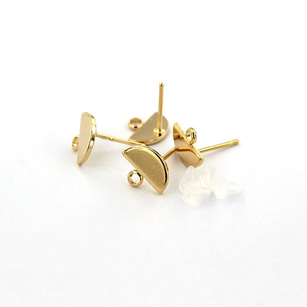 Gold Tone Earrings - Stud Bases - 10mm x 8mm - 2 Pieces 1 Pair - Z955