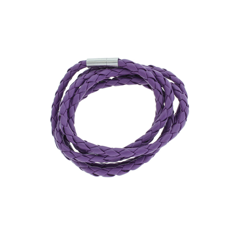 Purple Faux Leather Wrap Bracelet 40.1" - 4mm - 1 Bracelet - N786