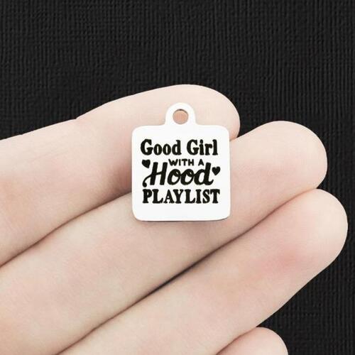 Good Girl Stainless Steel Charms - with a hood playlist - BFS013-6507