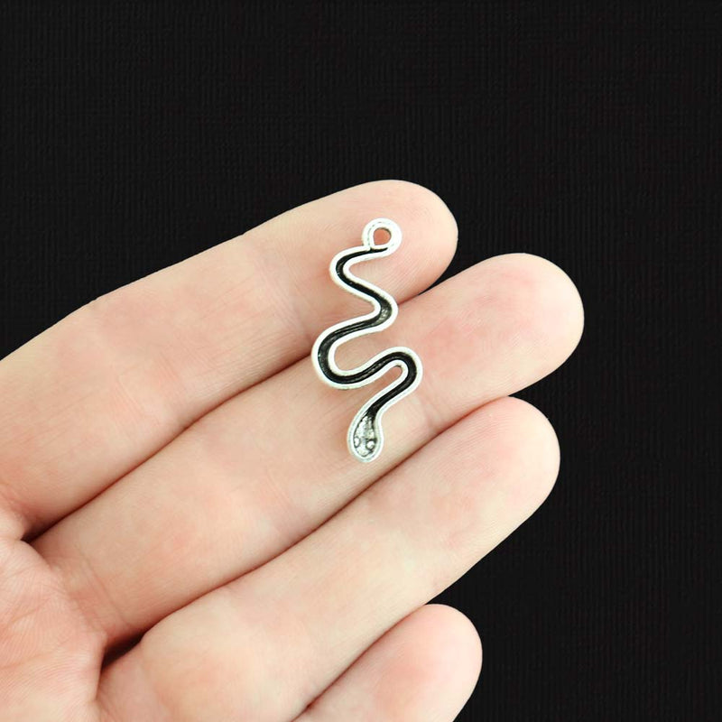 8 Snake Antique Silver Tone Charms - SC2080